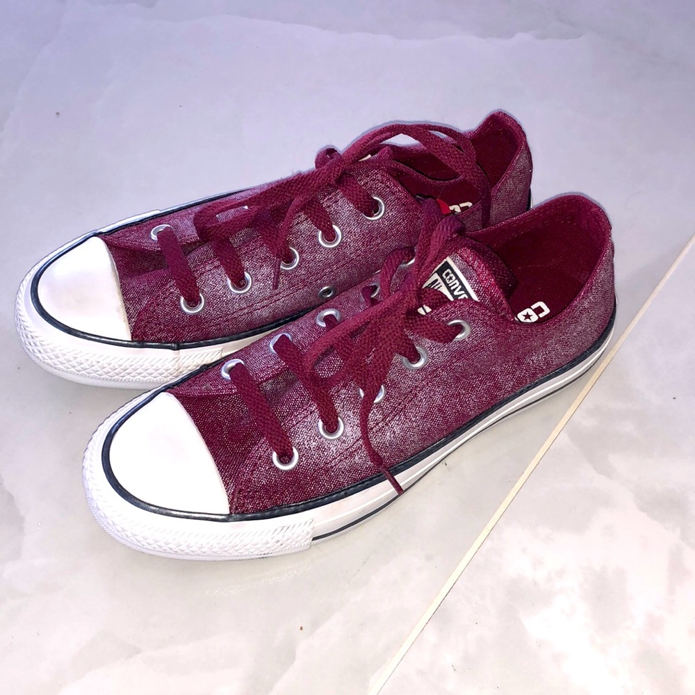 Brand New Burgundy Metallic Converse